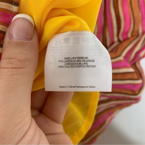 Tory Burch pink orange stripe linen silk sleeveless dress - Picture 7 of 11